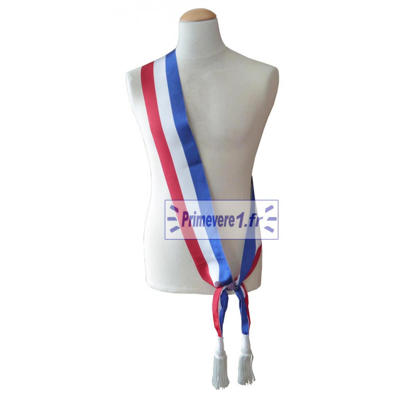 Echarpe de Maire Adjoint, glands et bouillons argent Echarpe de Maire Adjoint, glands et bouillons argent