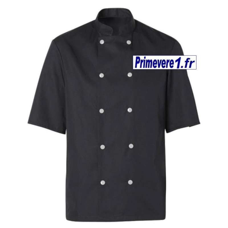 veste noire pour cuisinier, manches courtes , boutons pression veste noire pour cuisinier, manches courtes , boutons pression