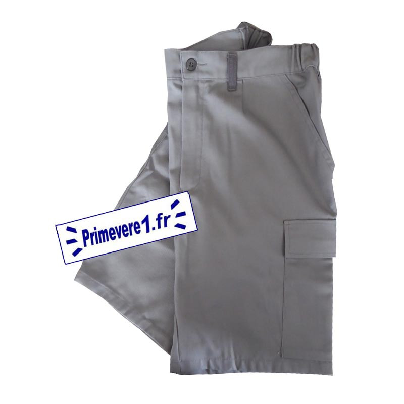 Bermuda de travail gris - poche treillis Bermuda de travail gris - poche treillis