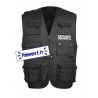 Gilet multi-poches noir bordé SECURITE - devant et dos