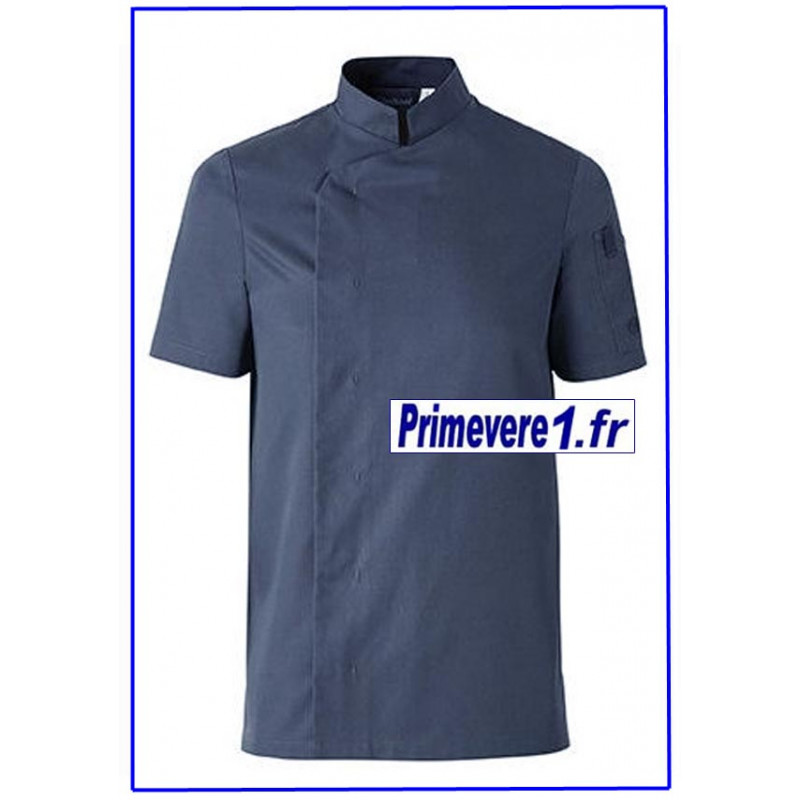 veste denim pour cuisinier, manches courtes , boutons pression caché, super look veste denim pour cuisinier, manches courtes , boutons pression caché, super look
