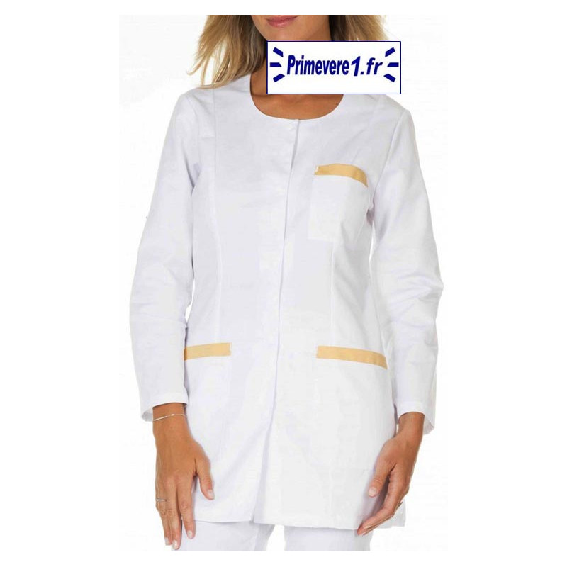 Tunique médicale Femme Carole couleur Blanche garnie poudre Tunique médicale Femme Carole couleur Blanche garnie poudre