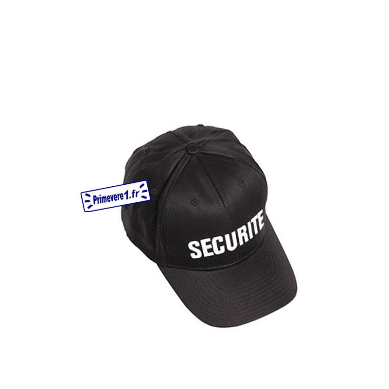 Casquette noir brodée SECURITE en blanc Casquette noir brodée SECURITE en blanc