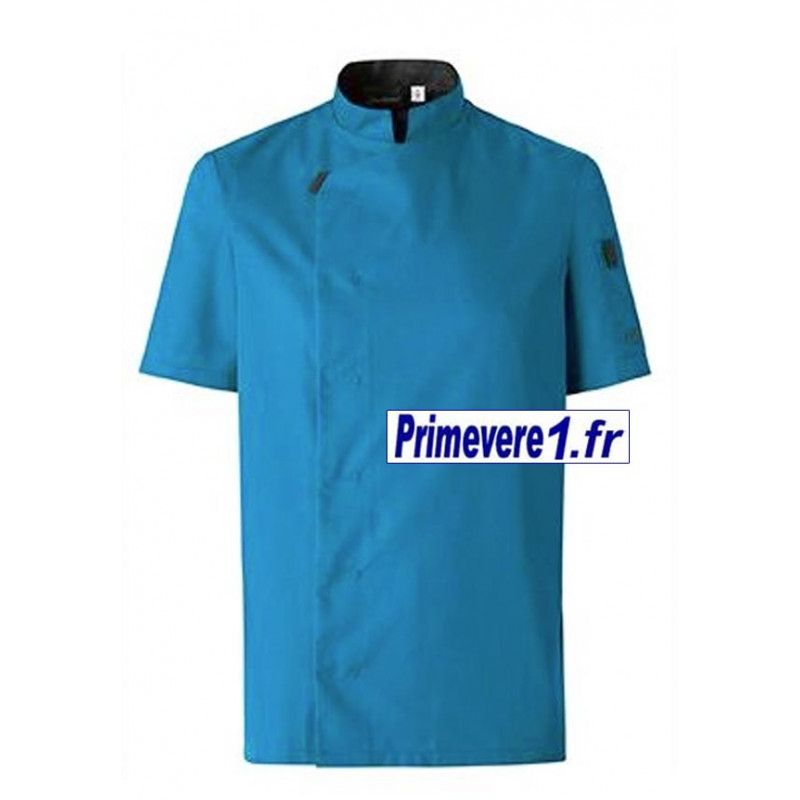 Veste bleu moyen de cuisinier manches courtes Veste bleu moyen de cuisinier manches courtes