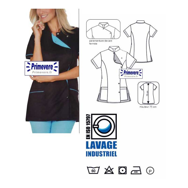 Tunique médicale Femme Julie couleur Noir et turquoise Tunique médicale Femme Julie couleur Noir et turquoise