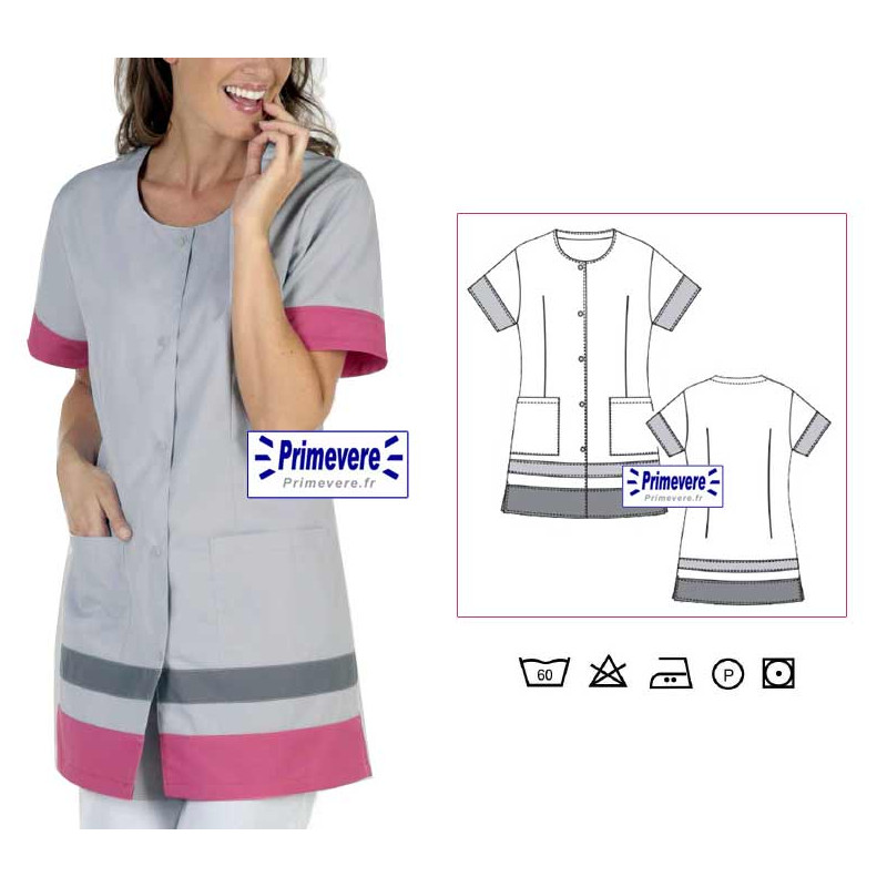 Tunique médicale Femme Noémie couleur Grise et Framboise Tunique médicale Femme Noémie couleur Grise et Framboise
