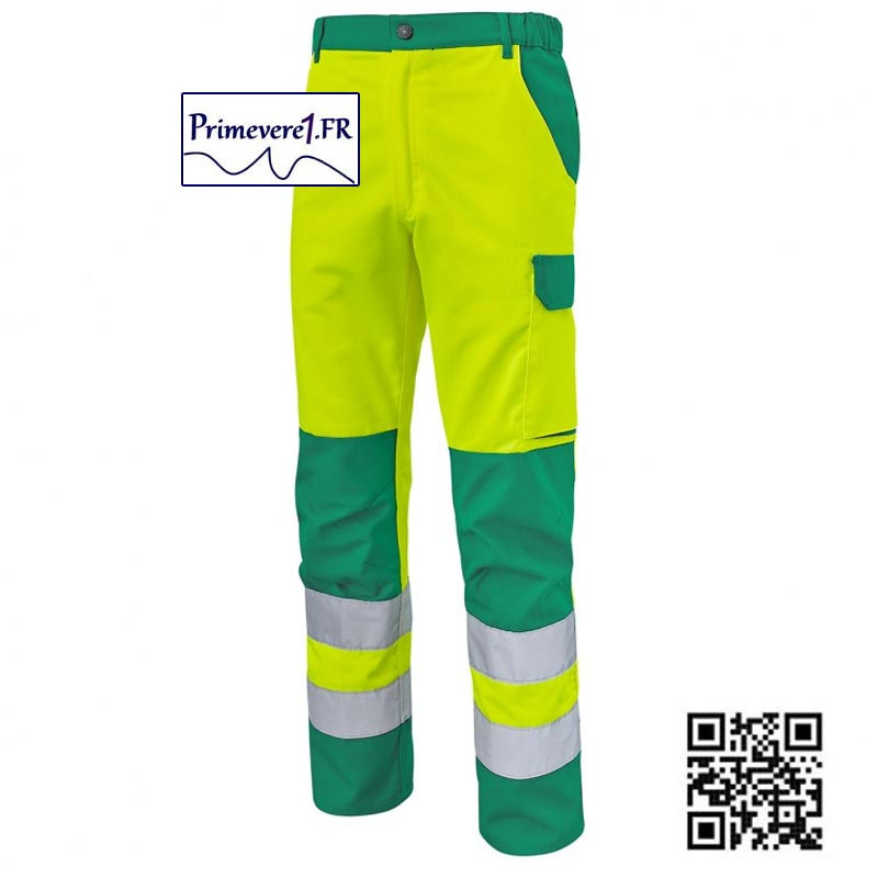 Pantalon de travail Fluo jaune et vert classe 2