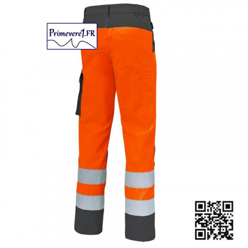 Pantalon de travail Fluo orange et gris foncé classe 2