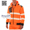 Sweat-Shirt de sécurité à capuche Fluo orange - bandes rétro