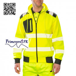 Sweat-Shirt de sécurité à capuche Fluo jaune bandes rétro