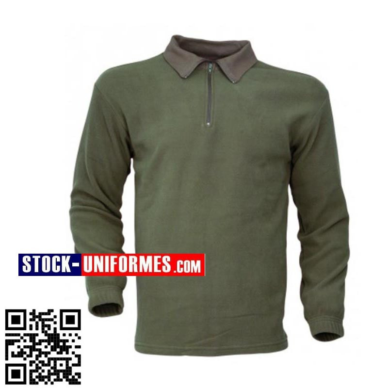 Chemise col zip Polaire kaki vert Chemise col zip Polaire kaki vert