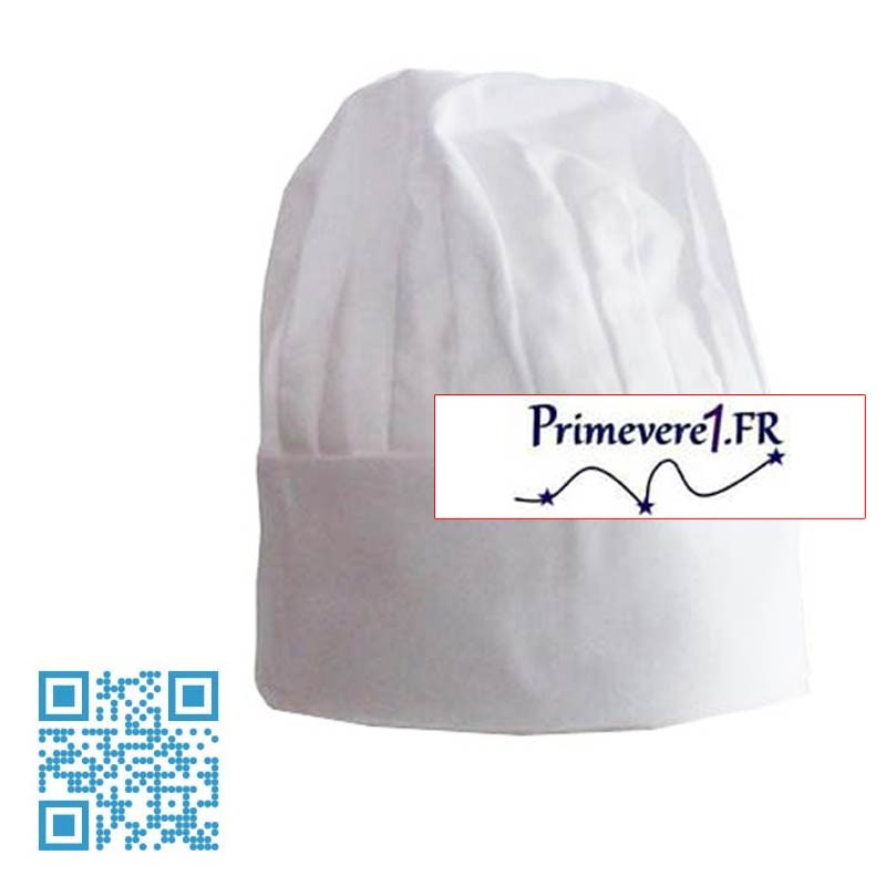 Toque cuisinier en tissu de coton blanc primevere Toque cuisinier en tissu de coton blanc primevere