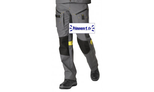 pantalon de travail et de bricolage, tissu épais, gris noir et jaune